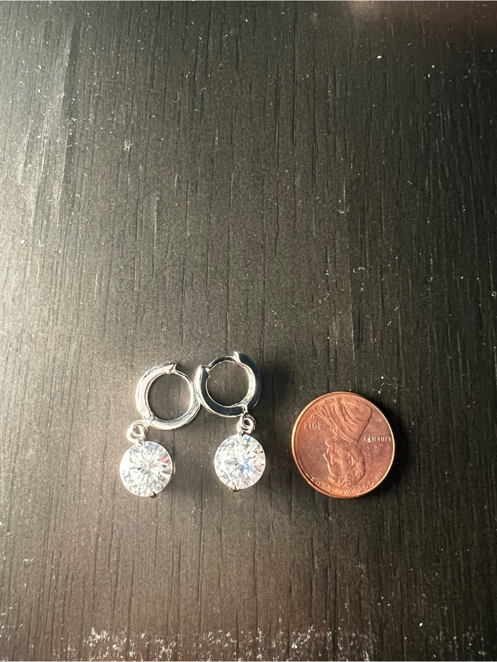 Silver Crystal Drop Hoop Earrings - Dazzling Clear Stones